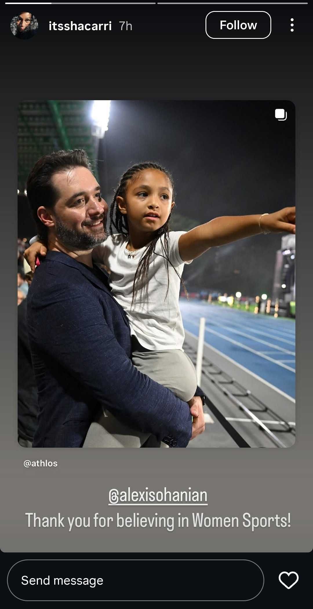 Sha'Carri Richardson thanks Alexis Ohanian | Instagram@itsshacarri